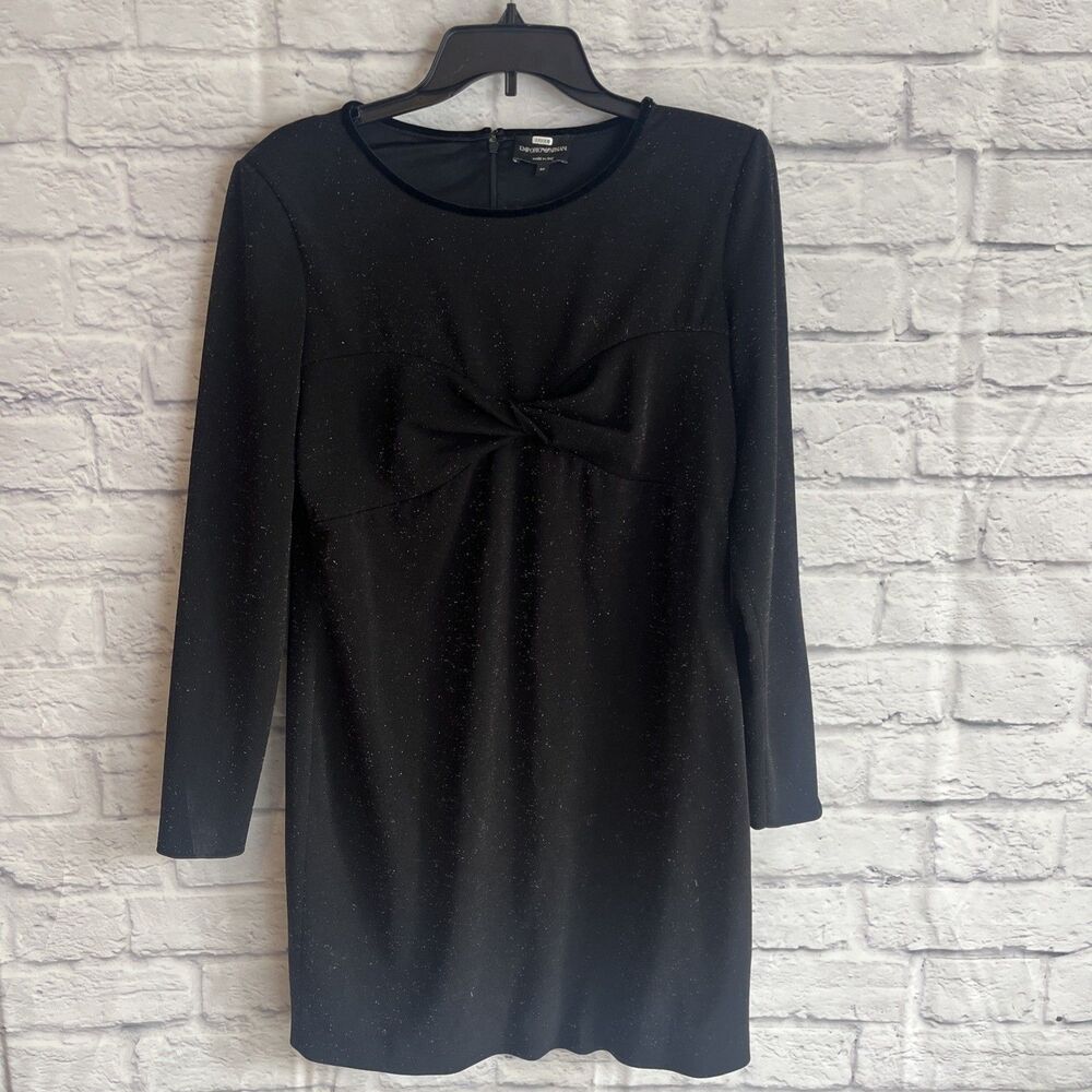 Emporio Armani Women’s Black Twist Front Metallic Holiday Party Mini Dress